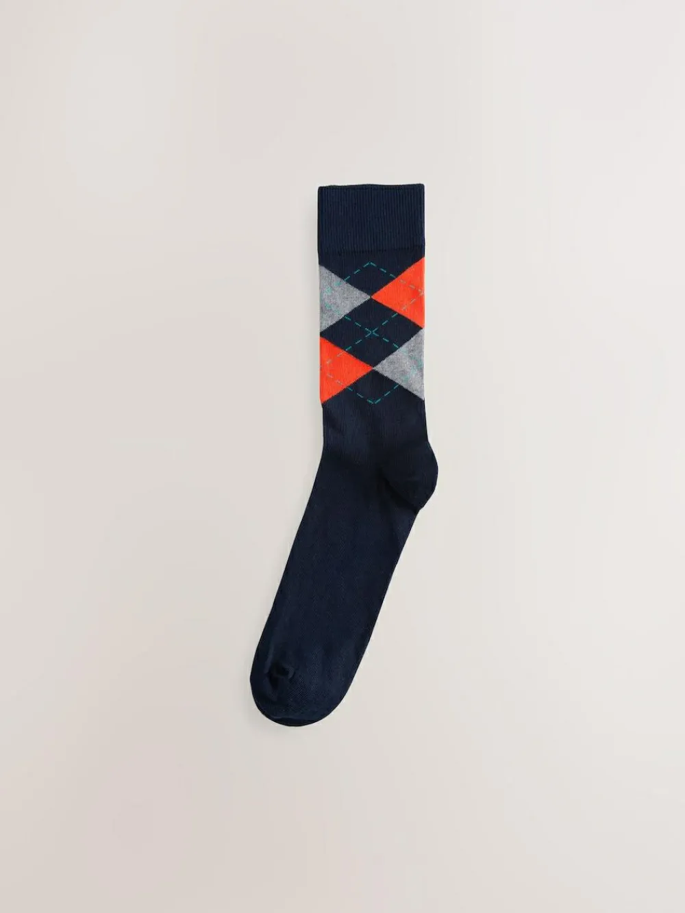 New Next Blue/Orange/Green Argyle Stripe Pattern Socks 5 Pack