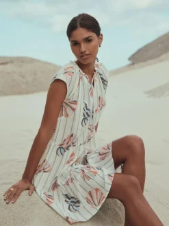 Next V-Neck Tiered Mini Dress with Linen^Women Dresses