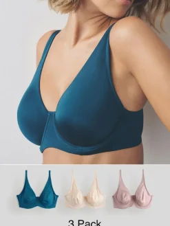 Next Non Pad Full Cup DD+ Microfibre Smoothing Ultimate Comfort T-Shirt Bras 3 Pack^Women Dd+ Range