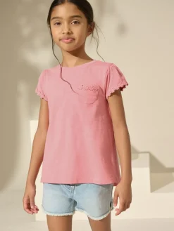 Clearance Next Blue/Pink/White Daisy Trim T-Shirts 3 Pack (1.5-16yrs)