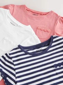 Clearance Next Blue/Pink/White Daisy Trim T-Shirts 3 Pack (1.5-16yrs)