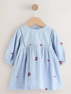 Next Blue/Red Baby Long Sleeve Embroidered Dress (0mths-2yrs)^ Dresses|Dresses