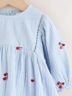 Next Blue/Red Baby Long Sleeve Embroidered Dress (0mths-2yrs)^ Dresses|Dresses