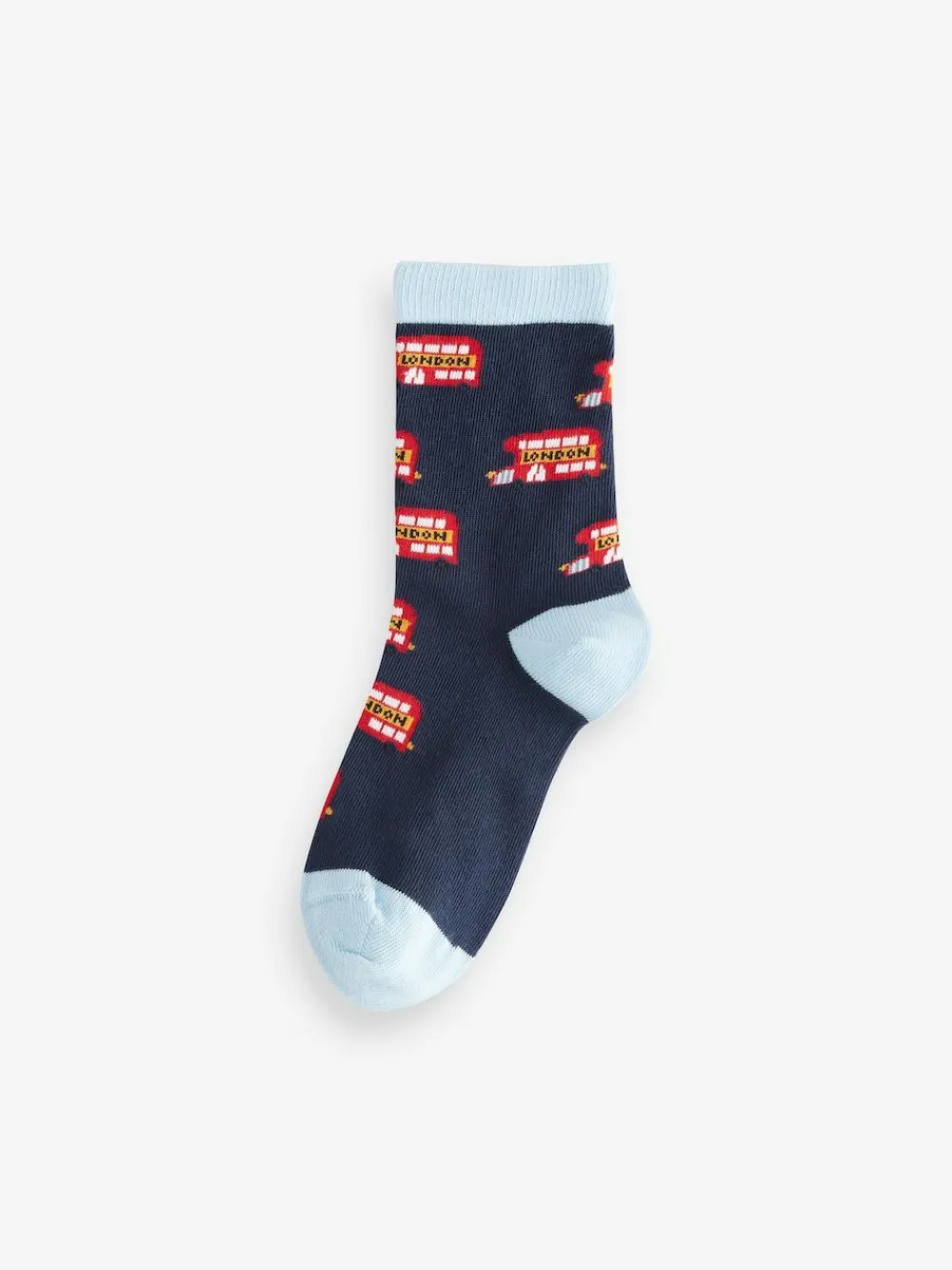 Next Blue/Red London Bus Character Cotton Rich Socks 5 Pack^BOY Socks