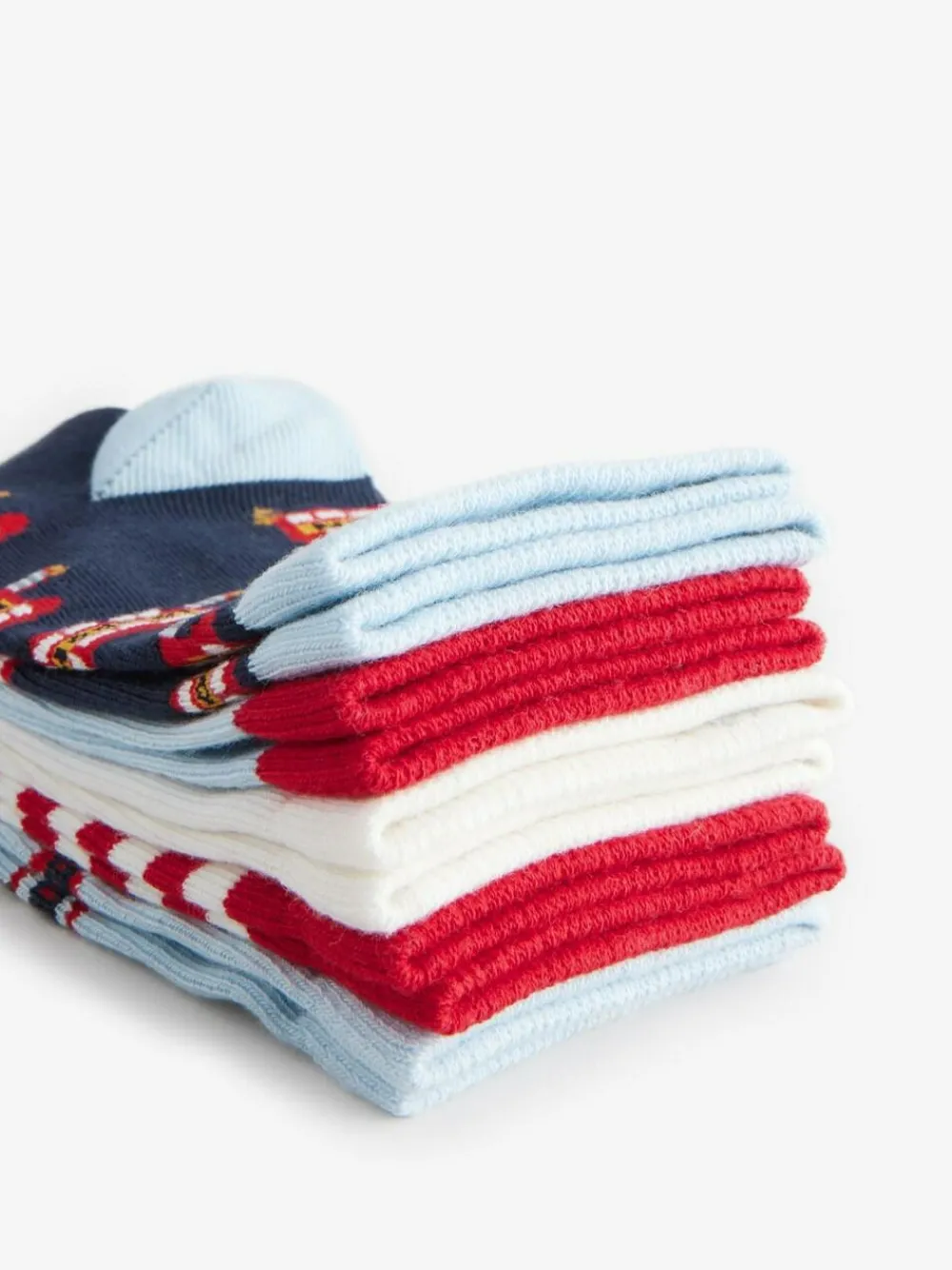 Next Blue/Red London Bus Character Cotton Rich Socks 5 Pack^BOY Socks