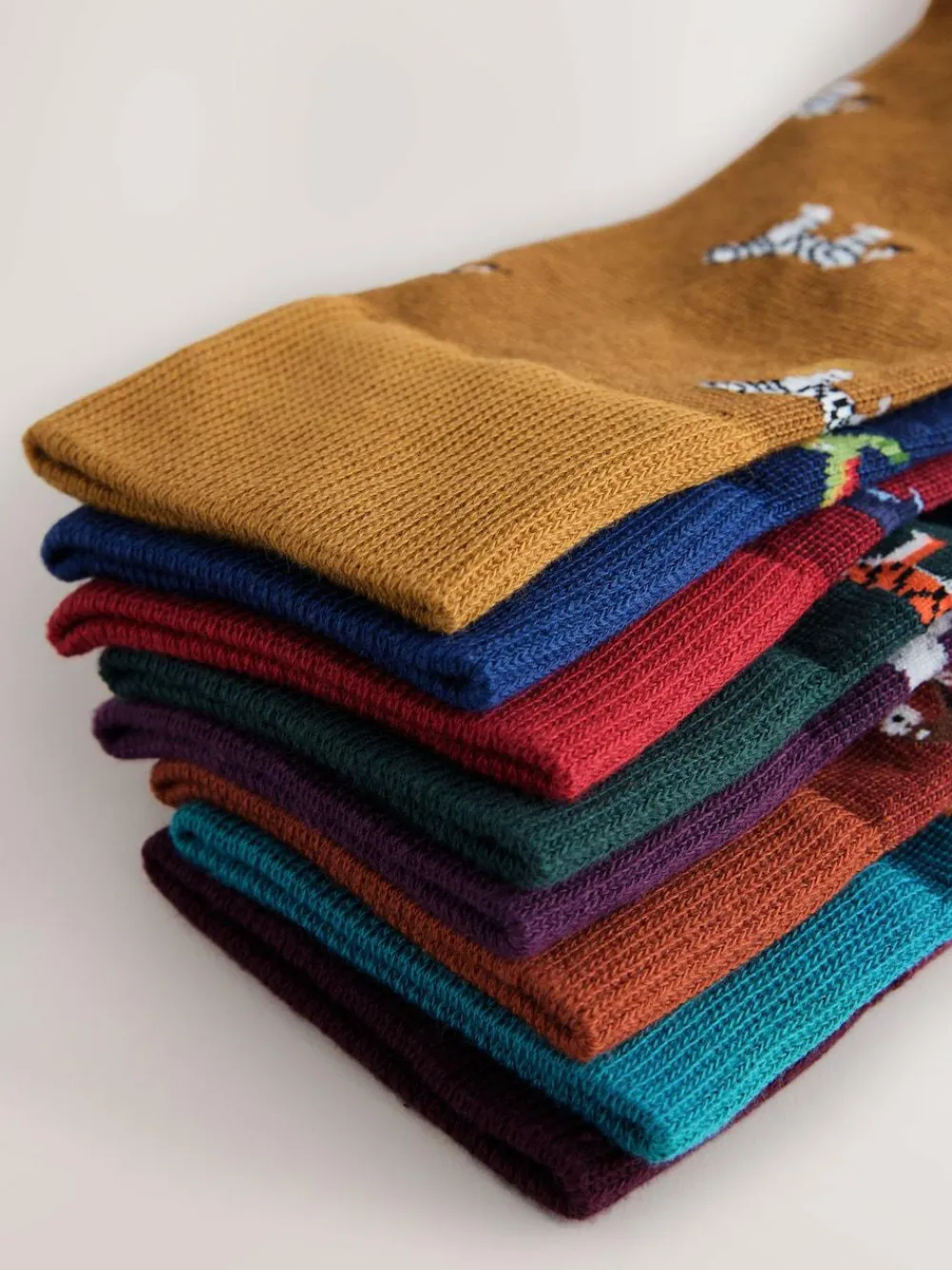 Clearance Next Blue/Red Safari Animals Fun Pattern Socks 8 Pack