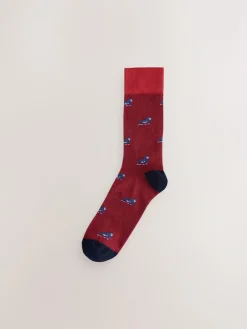 Clearance Next Blue/Red Safari Animals Fun Pattern Socks 8 Pack