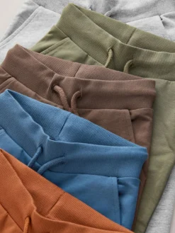 Online Next Blue/Rust Orange/ Khaki Green Skinny Fit Joggers 5 Pack (3mths-7yrs)