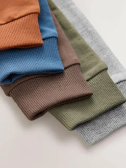 Online Next Blue/Rust Orange/ Khaki Green Skinny Fit Joggers 5 Pack (3mths-7yrs)