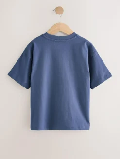 Hot Next Relaxed Fit Short Sleeve T-Shirts 4 Pack (3-16yrs) Blue/Rust/Khaki/Black