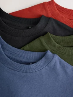 Hot Next Relaxed Fit Short Sleeve T-Shirts 4 Pack (3-16yrs) Blue/Rust/Khaki/Black