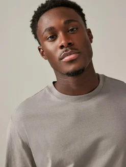 Sale Next Regular Fit Regular Fit Long Sleeve 100% Cotton T-Shirts 5 Pack Blues/Grey/Neutrals