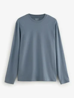 Sale Next Regular Fit Regular Fit Long Sleeve 100% Cotton T-Shirts 5 Pack Blues/Grey/Neutrals