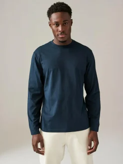 Sale Next Regular Fit Regular Fit Long Sleeve 100% Cotton T-Shirts 5 Pack Blues/Grey/Neutrals