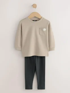 Hot Next Blue/Stone/Green Long Sleeve Top and Leggings Set 3 Pack (3mths-7yrs)