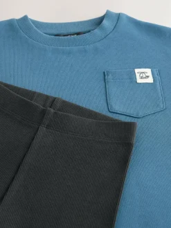 Hot Next Blue/Stone/Green Long Sleeve Top and Leggings Set 3 Pack (3mths-7yrs)