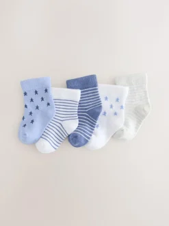 Best Next Blue/White Baby Socks 5 Pack (0mths-2yrs)