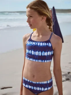 Online Next Lightly Padded Bikini (8-16yrs) Blue/White Tie Dye