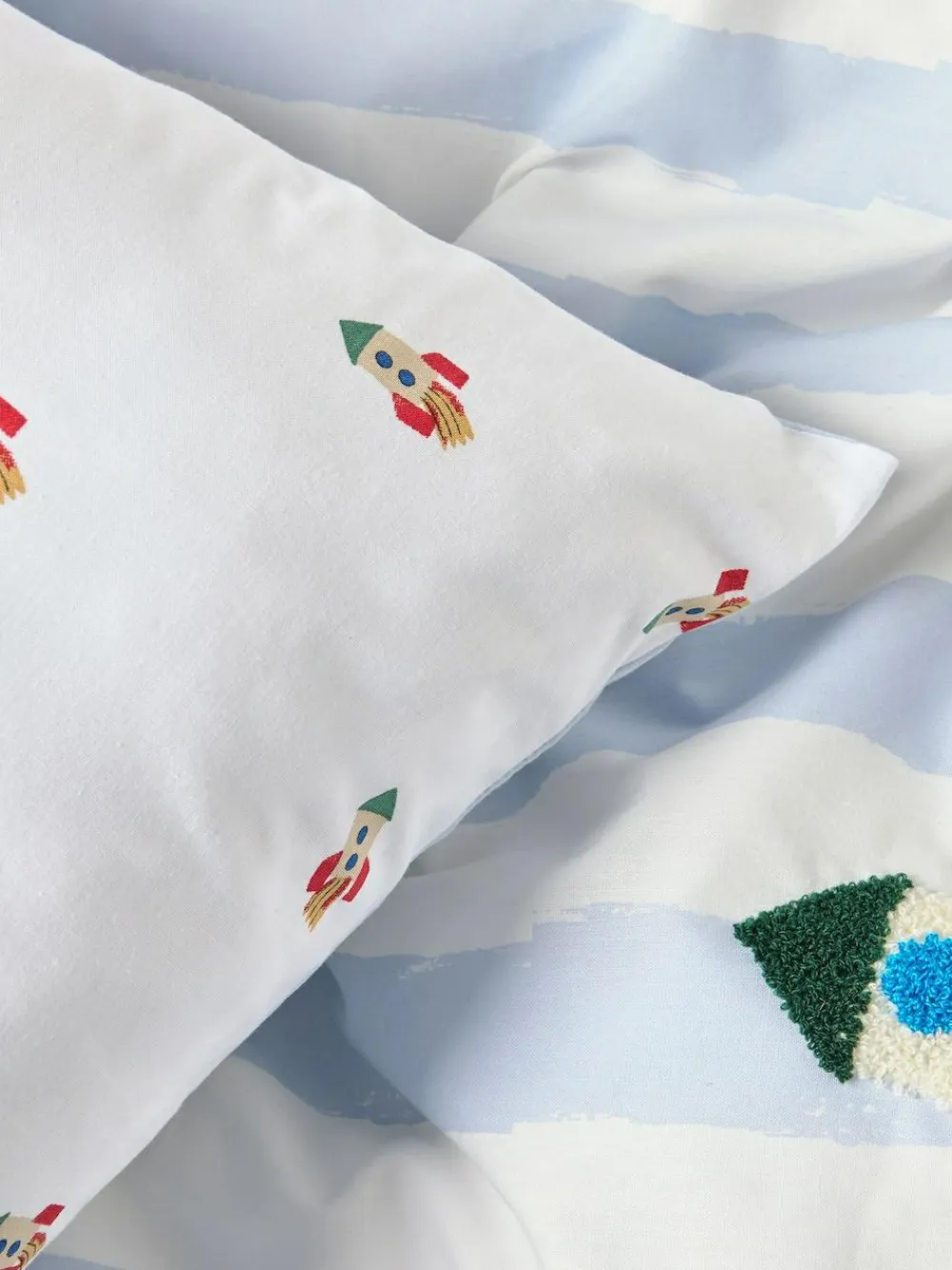 Next Blue/White Tufted Rocket Duvet Cover and Pillowcase Set