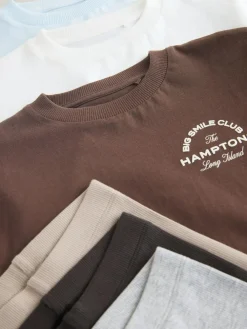 Next Blue/White/Brown Short Sleeve Top and Leggings Set 3 Pack (3mths-7yrs)^BOY Tops|Sets & Co-Ords