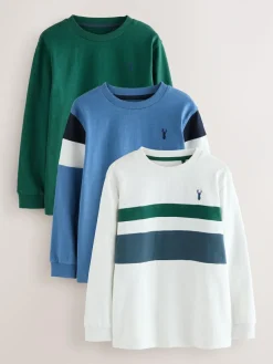 Next Long Sleeve Colourblock T-Shirts 3 Pack (3-16yrs)^BOY Tops|T-Shirts
