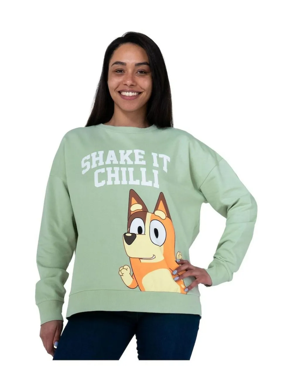 New Character Bluey Green Ladies Chilli Sweatshirt