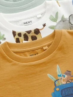 Next Long Sleeve Animal Print Character T-Shirts 3 Pack (3mths-7yrs)^BOY Newborn Clothing|Tops