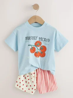 Outlet Next Blue/Yellow Top & Shorts Set 2 Pack (3mths-7yrs)