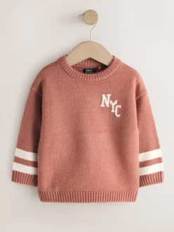 Next Blush Pink NYC Knitted Crew Neck Jumper (3mths-7yrs)^BOY Knitwear & Sweaters|Knitwear