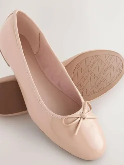 Outlet Next Extra Wide Fit Round Toe Ballerina Shoes Blush Pink Patent