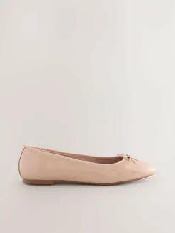 Next Blush Pink Patent Standard/Wide Fit Round Toe Ballerina Shoes^Women Flats