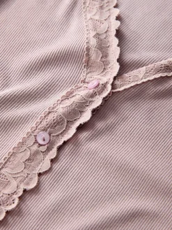 Next Blush Pink Thermal Base Layer Lace Trim Cardigan^Women Thermals