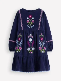 Best Boden Clover Blouson Cord Dress Blue