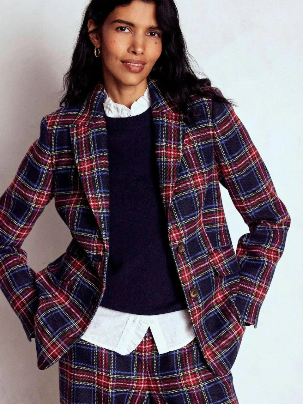 New Boden Blue Stamford Wool-Blend Check Blazer
