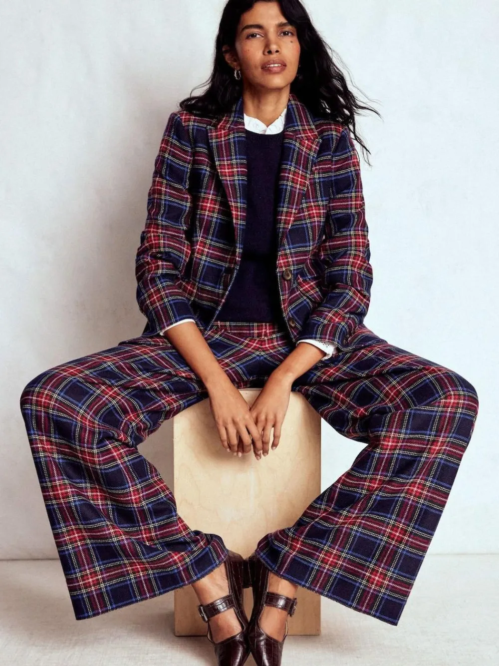 New Boden Blue Stamford Wool-Blend Check Blazer