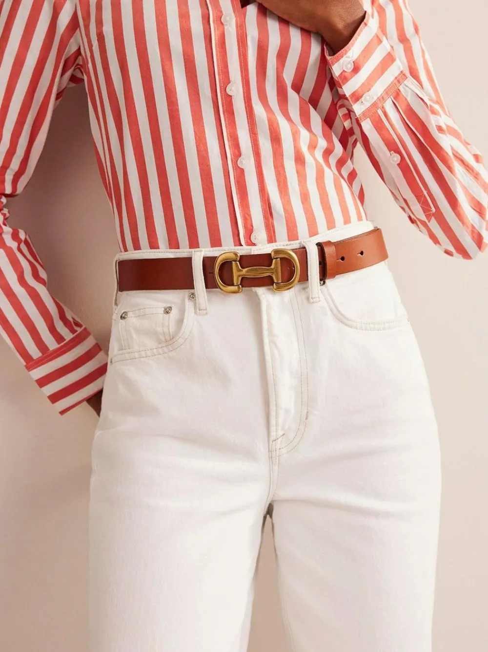 Discount Boden Snaffle-Trim Leather Belt Brown