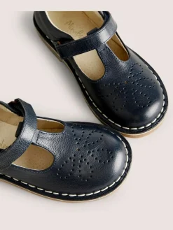 Hot Boden Leather T-Bar School Shoes Navy