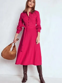 Boden Pink Lace Insert Knitted Midi Dress^Women Midi Dresses