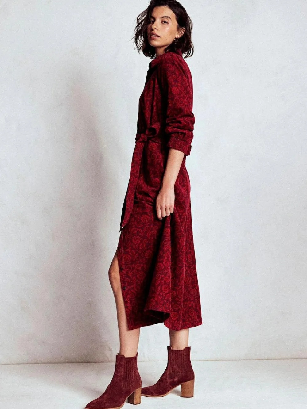 Outlet Boden Clara Cord Midi Dress Red