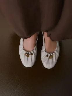 Next Forever Comfort® Leather Ruched Charm Ballet Flats^Women Flats