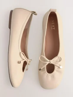 Next Forever Comfort® Tie Up Round Toe Ballet Flats Bone