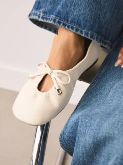 Next Forever Comfort® Tie Up Round Toe Ballet Flats Bone