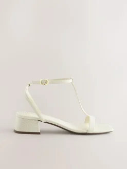 Discount Next Standard/Wide Fit Forever Comfort® Low Block Strappy Sandals Bone