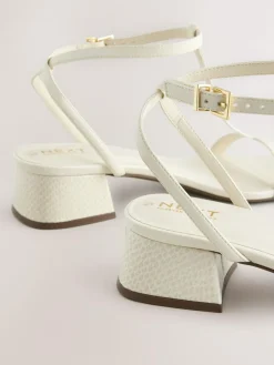 Discount Next Standard/Wide Fit Forever Comfort® Low Block Strappy Sandals Bone