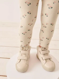 Next Bone White Bunny Standard Fit (F) Touch Fasten Strap High Top Trainers^ Sneakers|Sneakers