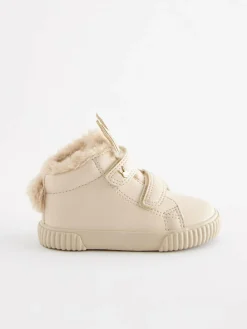 Next Bone White Bunny Standard Fit (F) Touch Fasten Strap High Top Trainers^ Sneakers|Sneakers