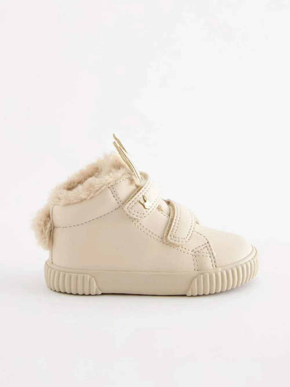 Next Bone White Bunny Standard Fit (F) Touch Fasten Strap High Top Trainers^ Sneakers|Sneakers