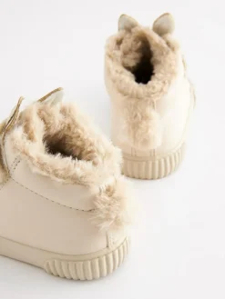 Next Bone White Bunny Standard Fit (F) Touch Fasten Strap High Top Trainers^ Sneakers|Sneakers