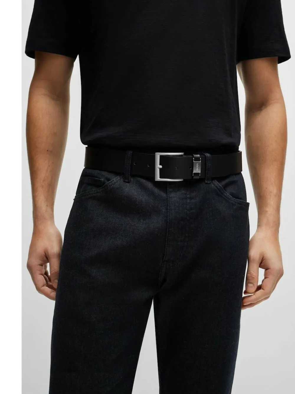 BOSS Brushed Metal Leather Belt^ Belts & Braces