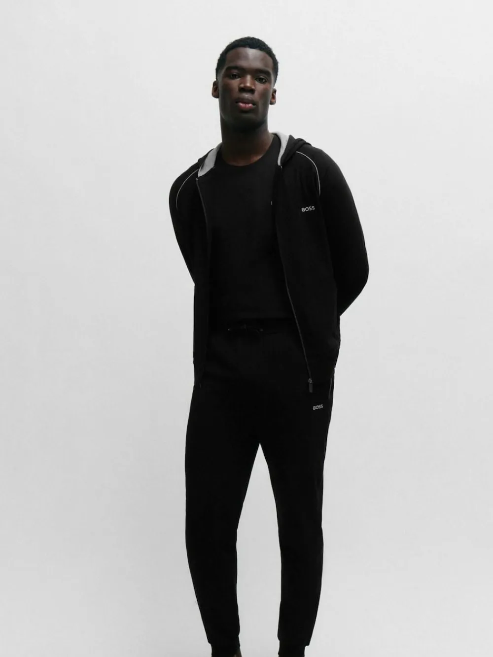 Outlet BOSS Black Chrome Stretch Cotton Tracksuit Bottoms